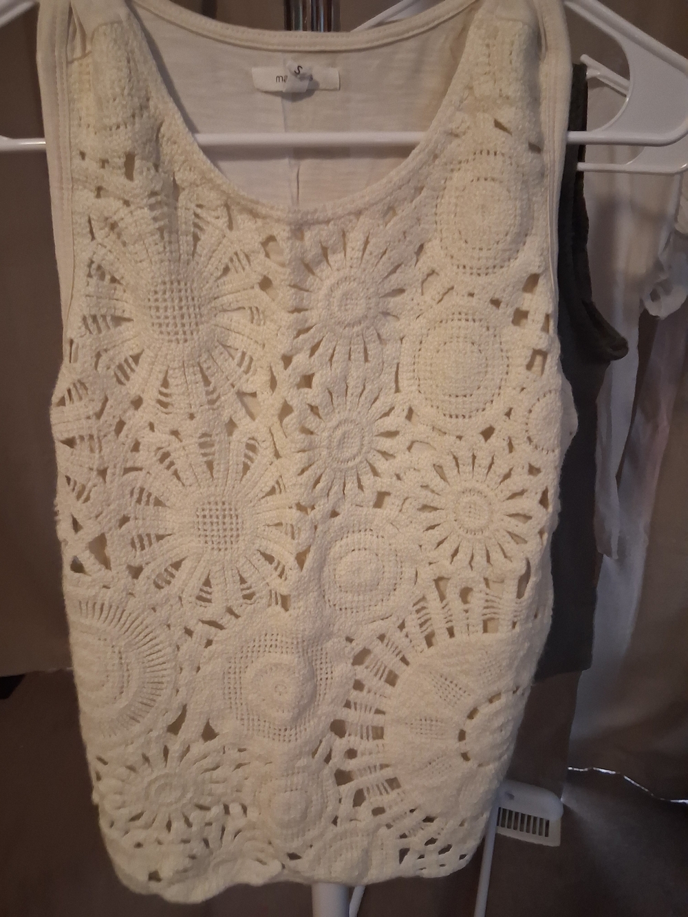 Maurices Cream Crochet Overlay Tank Top